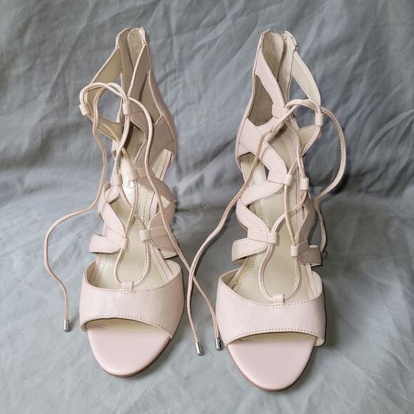 BCBGeneration size 8 blush pink Lace-up  Zipper Closure Open Toe Stiletto heel - Picture 2 of 9